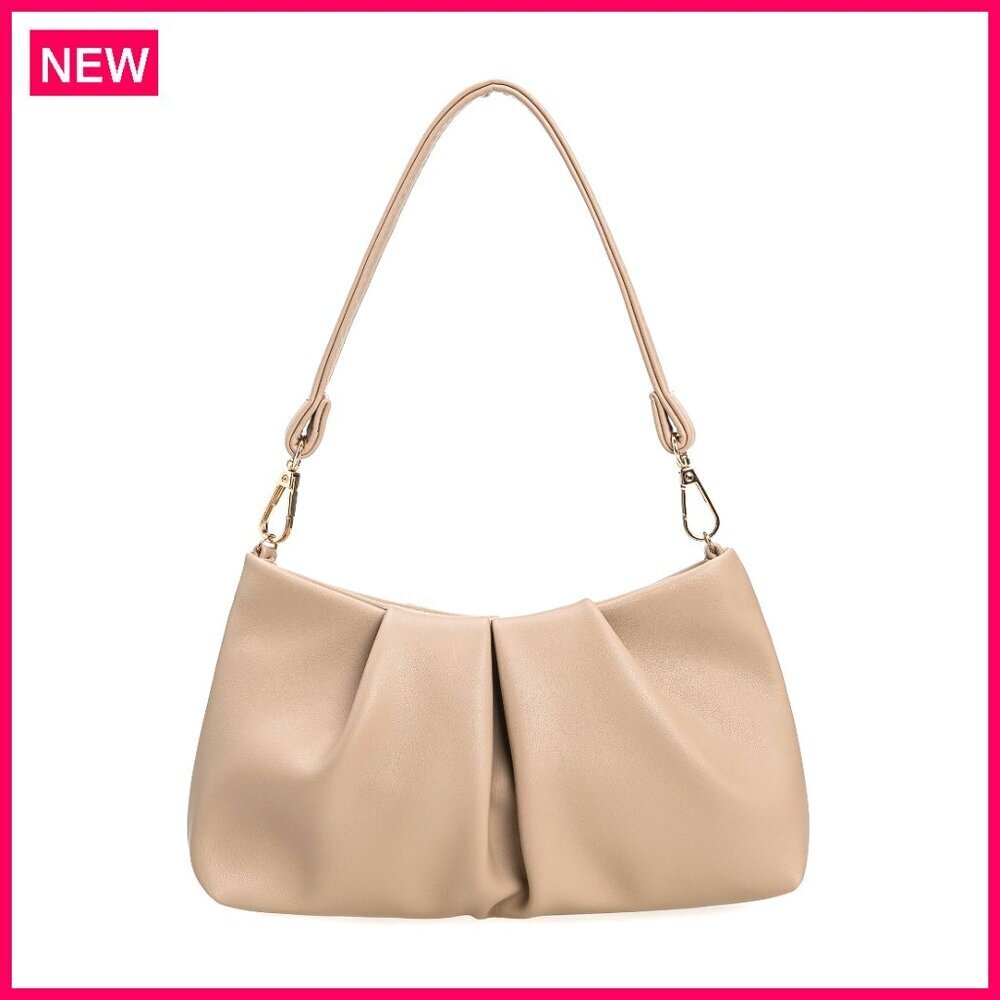 Pleated PU Leather Clutch with Detachable Straps, Formal Evening Bag